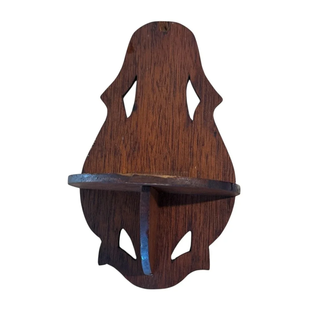 Vintage Mid Century Modern Dark Wood Floating Wall Shelf Curio Display 10x6